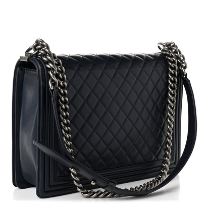 Chanel Calfskin Quilted Large Boy Flap Navy Blue 3 of 10