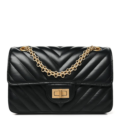 Chanel Aged Calfskin Chevron Quilted 2.55 Reissue Mini Flap Black 1 of 10