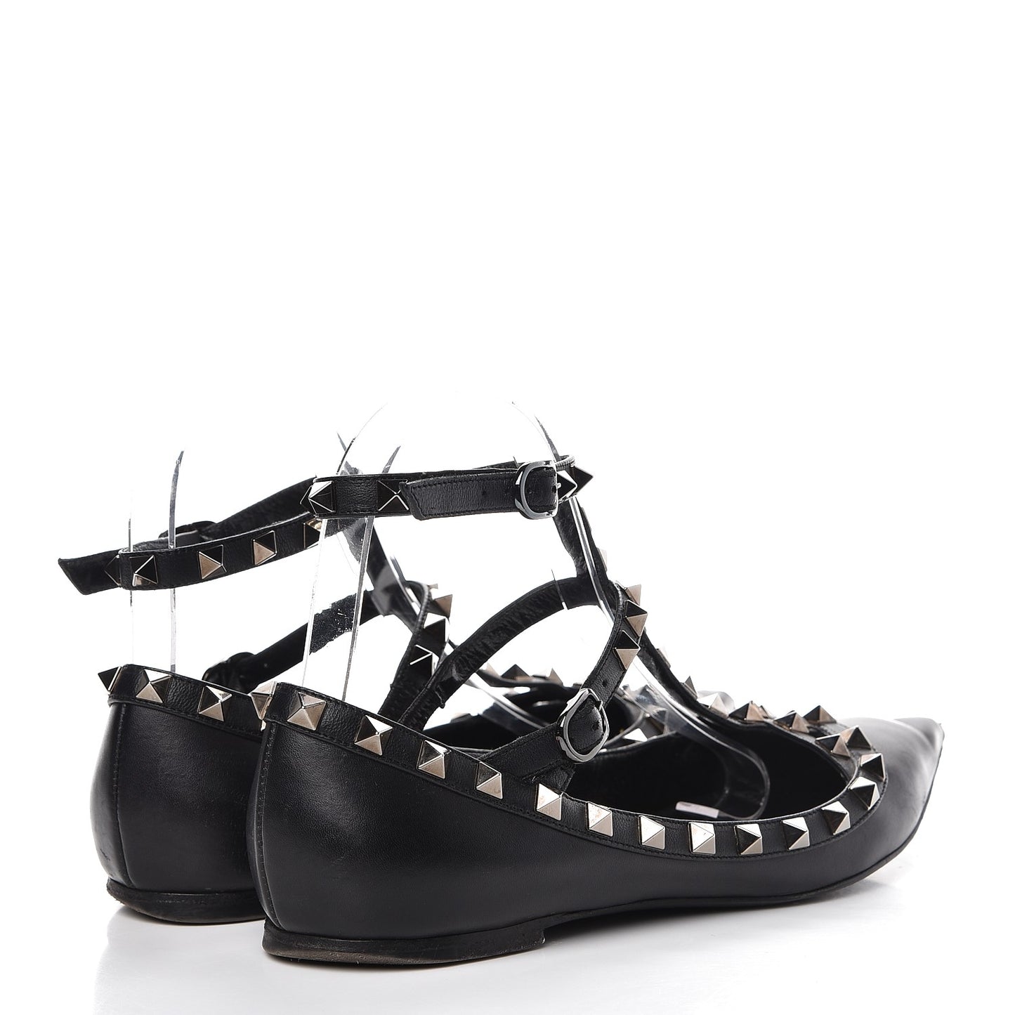 Nappa Rockstud Cage Ballerina Flats 36.5 Black