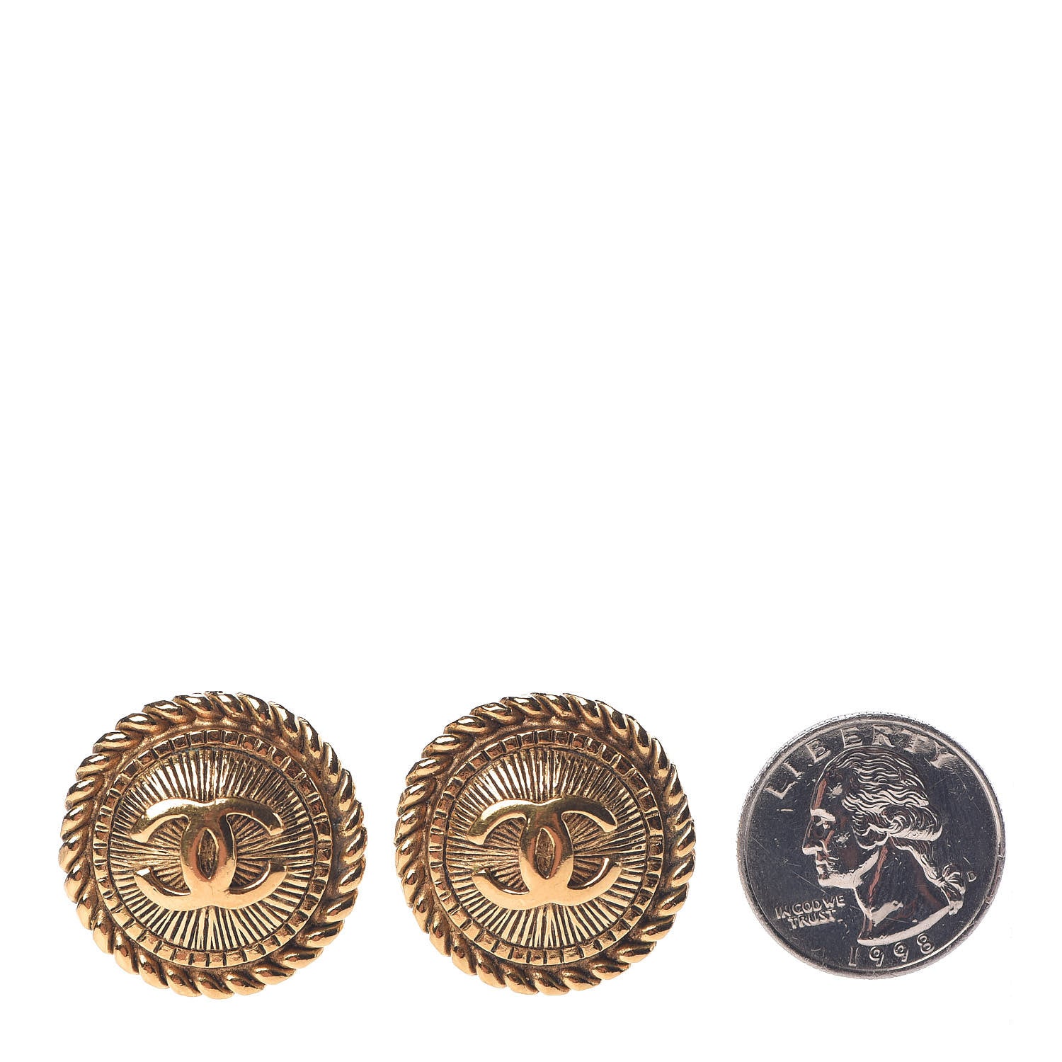 Chanel CC Button Clip On Earrings Gold 2 of 4
