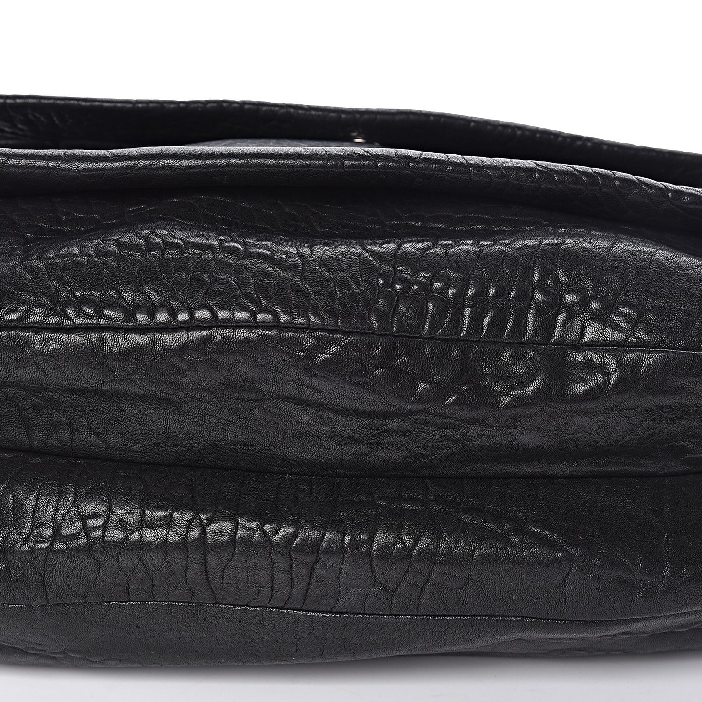 Pebbled Lambskin Shoulder Bag Black