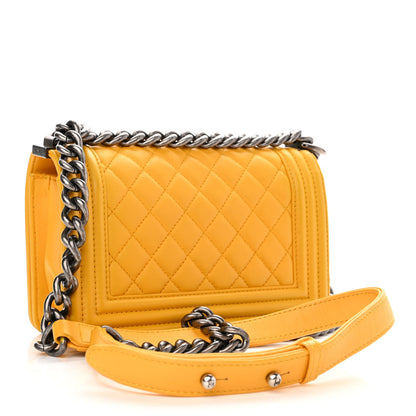 Chanel Lambskin Quilted Small Boy Flap Yellow 3 of 11