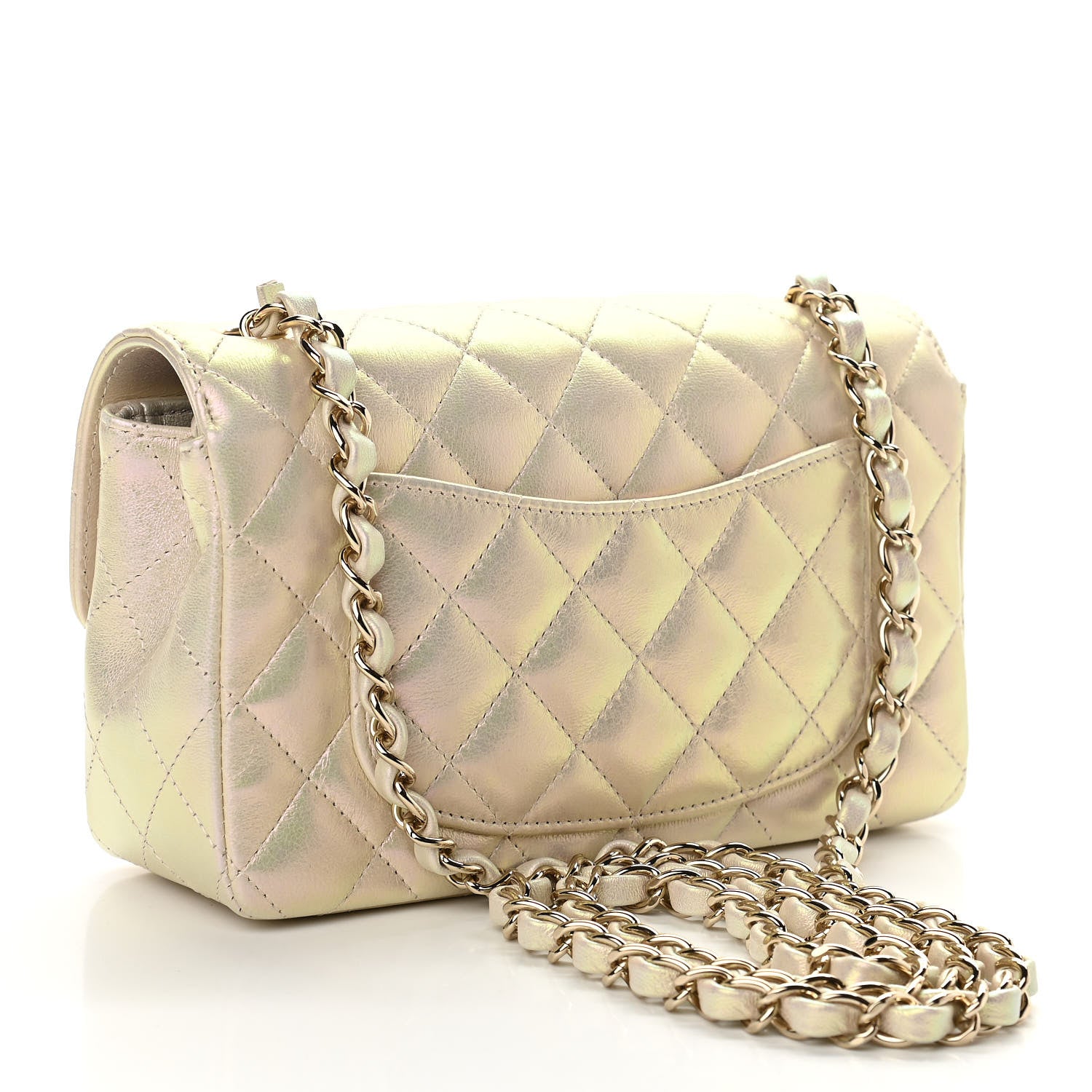 Chanel Iridescent Lambskin Quilted Mini Rectangular Flap Ivory 3 of 11
