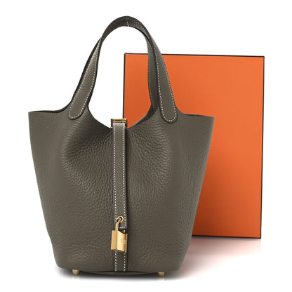 Hermes Taurillon Clemence Picotin Lock 18 PM Etoupe 11 of 11