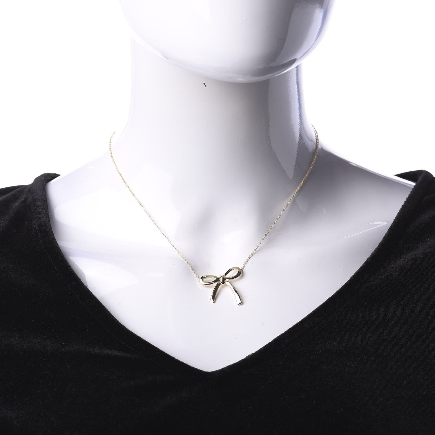 Tiffany 18K Yellow Gold Medium Bow Pendant Necklace 2 of 4