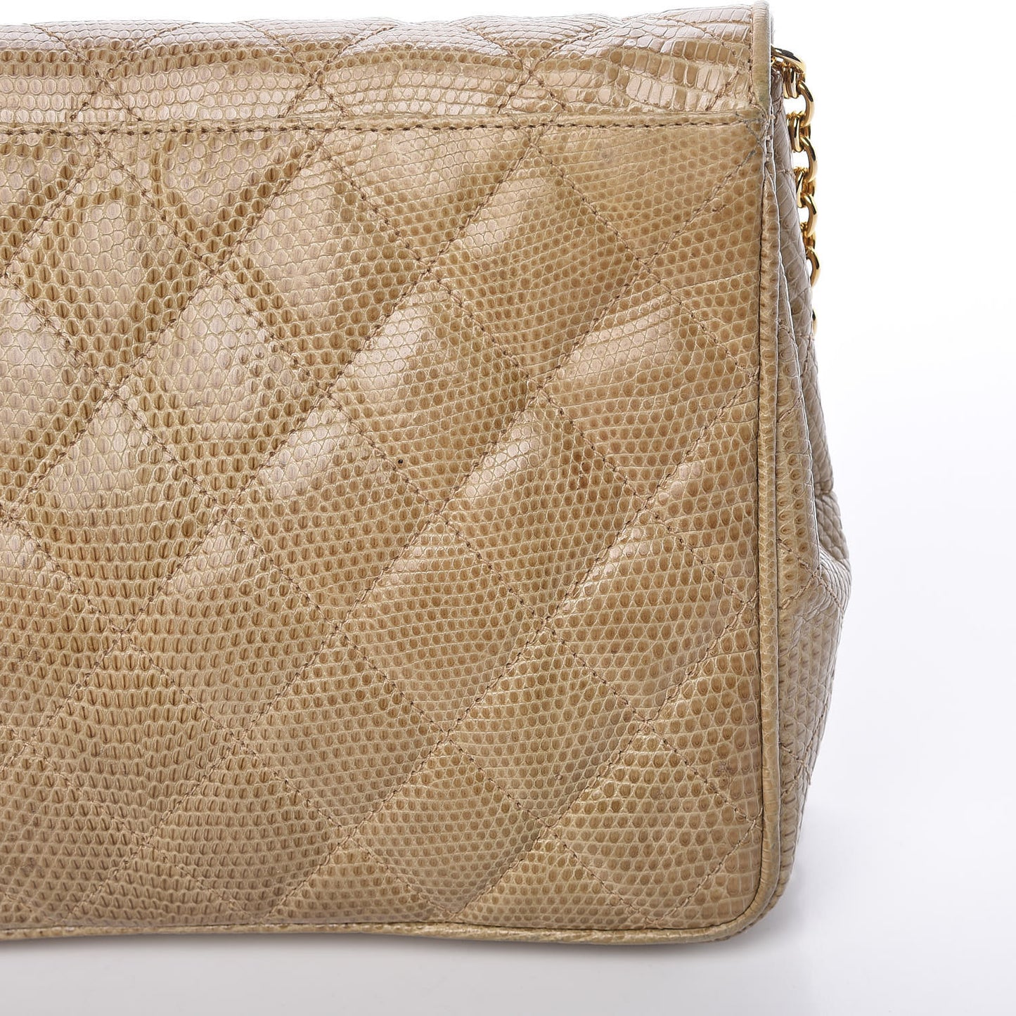 Lizard Small Square Flap Beige