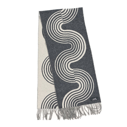 Hermes Cashmere Casaque Vague Muffler Gris Flanelle Ivoire 2 of 3