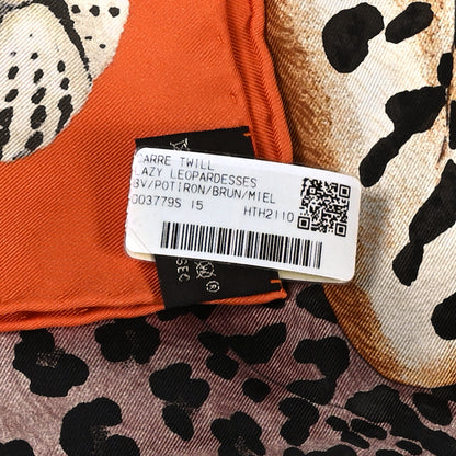 Hermes Silk Twill Lazy Leopardesses Scarf 90 Potiron 5 of 5