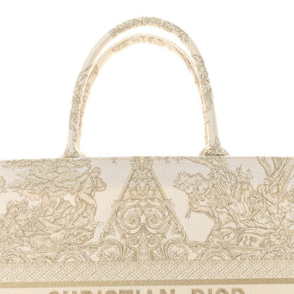 Christian Dior Canvas Embroidered Large Around The World Book Tote Gold 5 of 11