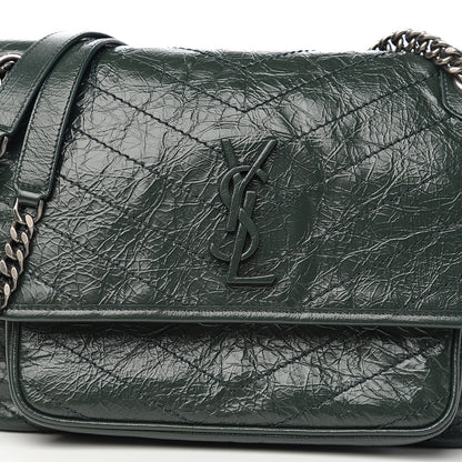 Saint Laurent Crinkled Calfskin Matelasse Monogram Medium Niki Chain Satchel Military Olive 8 of 8