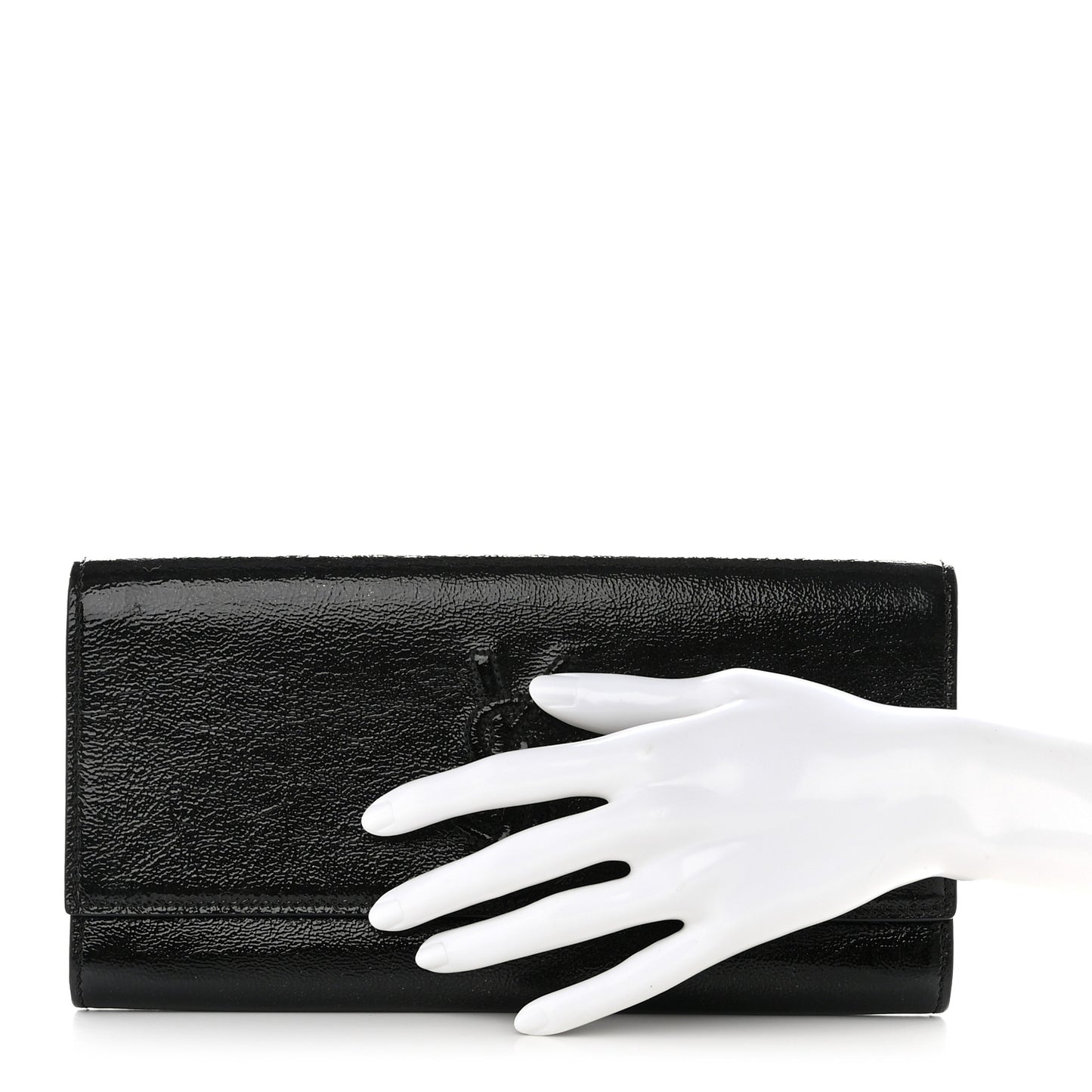 Textured Patent Monogram Small Belle De Jour Clutch Black
