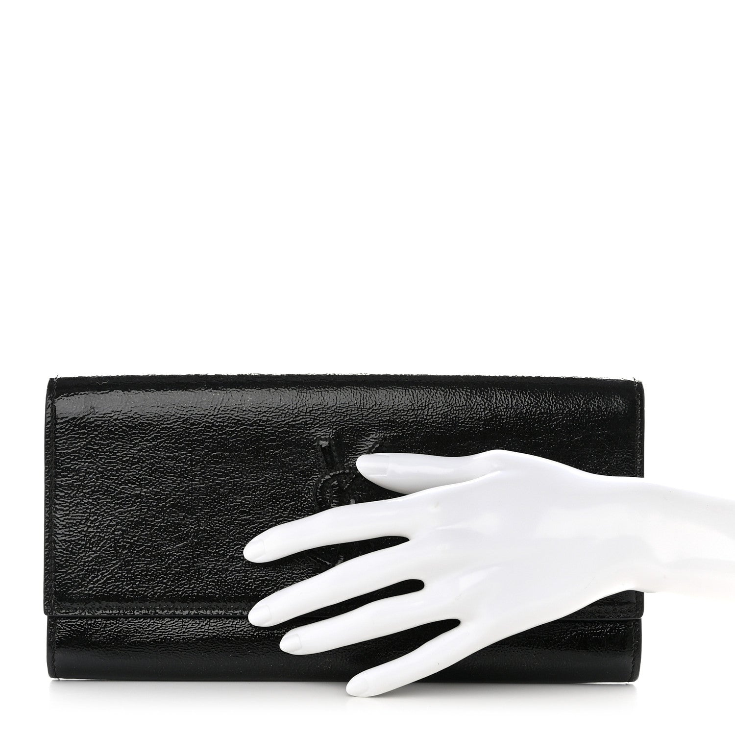 Saint Laurent Textured Patent Monogram Small Belle De Jour Clutch Black 2 of 8