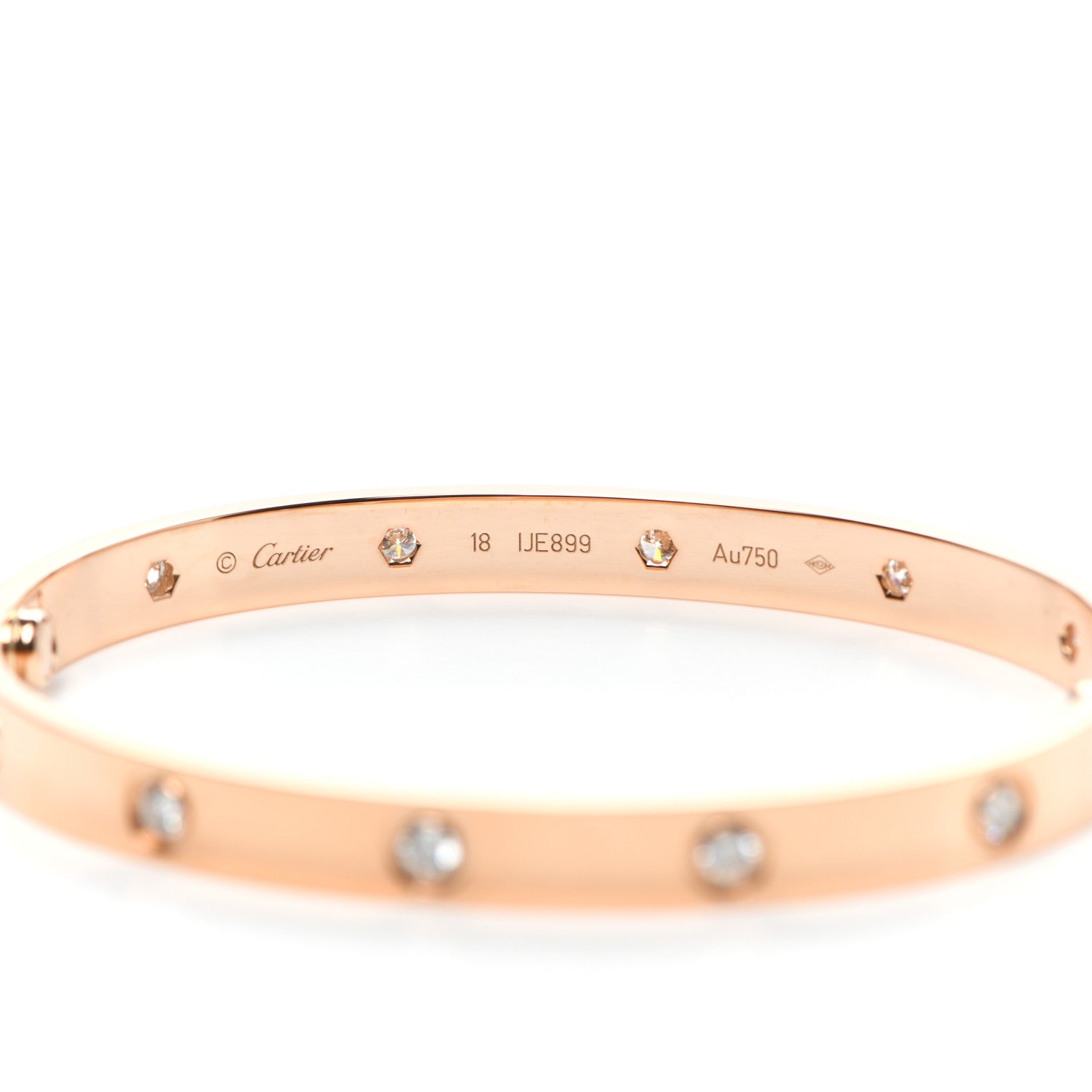 Cartier 18K Pink Gold 10 Diamond LOVE Bracelet 18 5 of 6