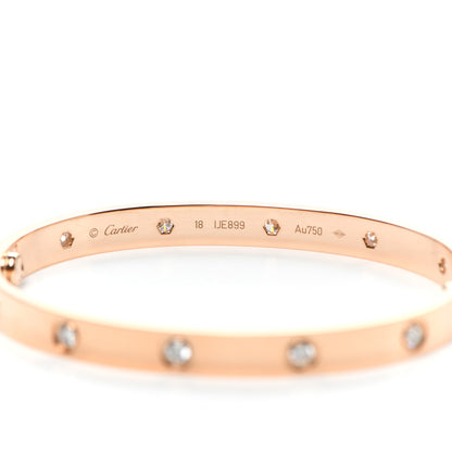 Cartier 18K Pink Gold 10 Diamond LOVE Bracelet 18 5 of 6