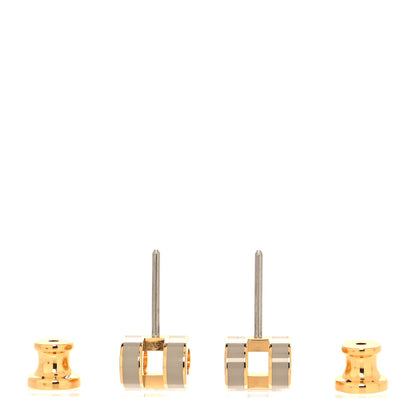 Hermes Rose Gold Lacquered Mini Pop H Earrings Marron Glace 3 of 5