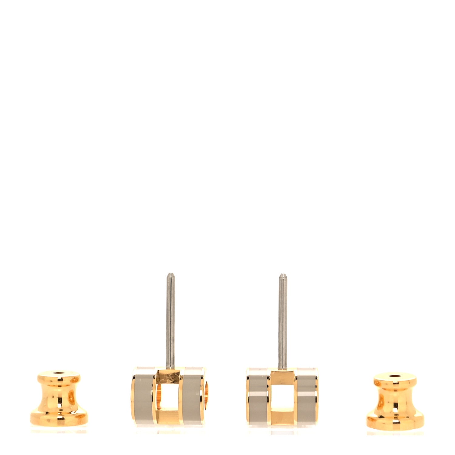 Hermes Rose Gold Lacquered Mini Pop H Earrings Marron Glace 3 of 5