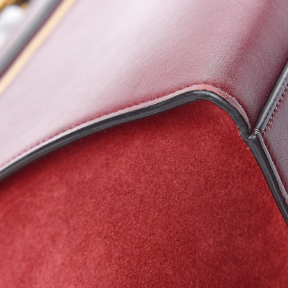 Celine Drummed Calfskin Suede Medium Trapeze Burgundy 13 of 13