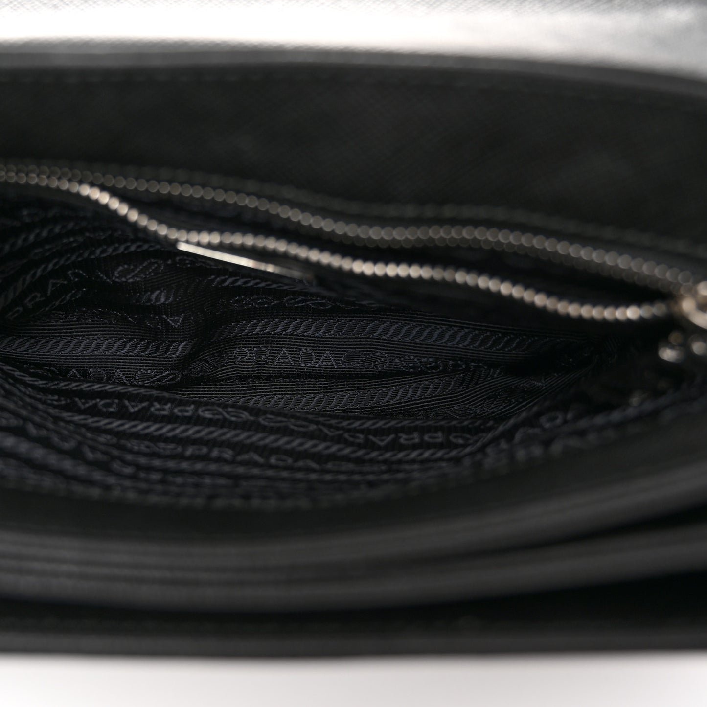 Saffiano Tessuto Nylon Chain Shoulder Bag Black