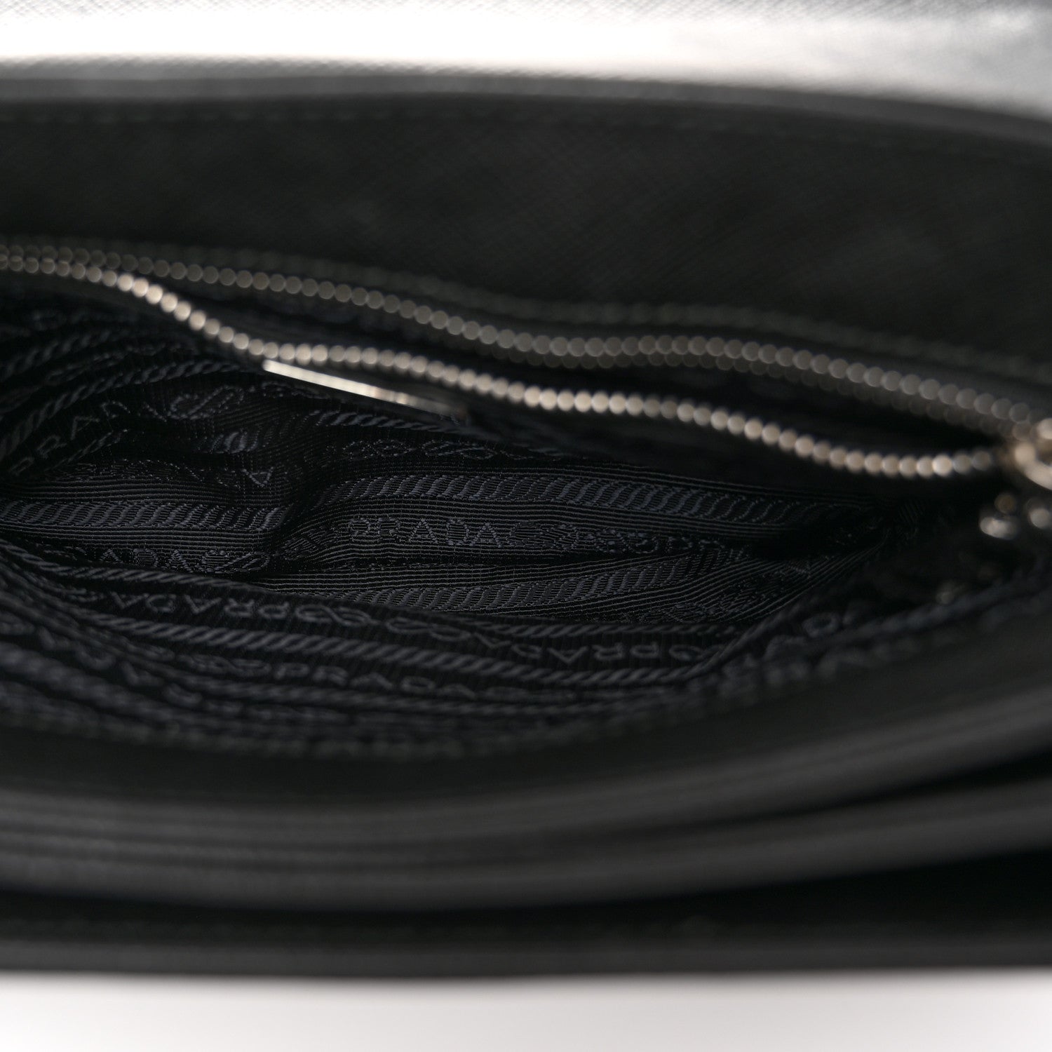 Prada Saffiano Tessuto Nylon Chain Shoulder Bag Black 5 of 13