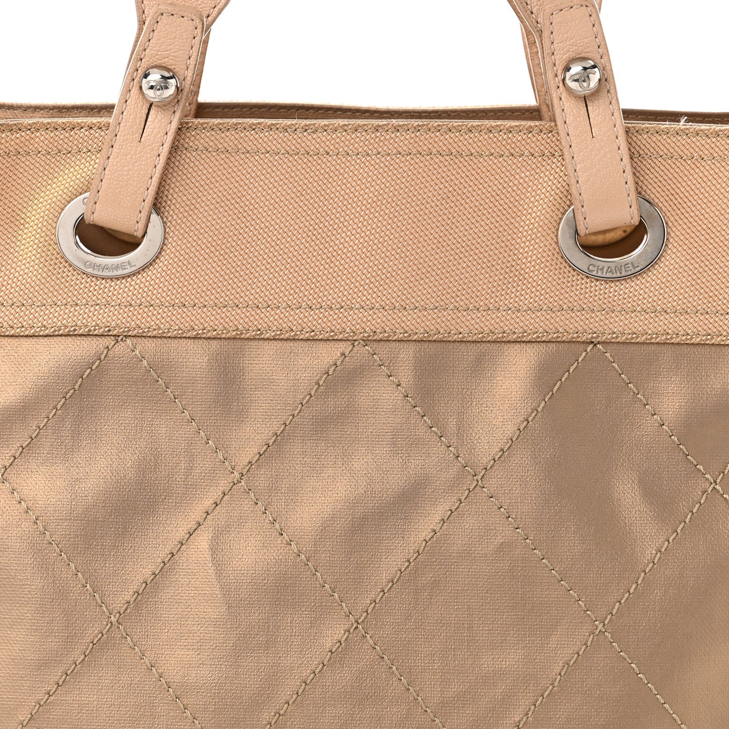 Metallic Coated Canvas Large Paris Biarritz Tote Gold