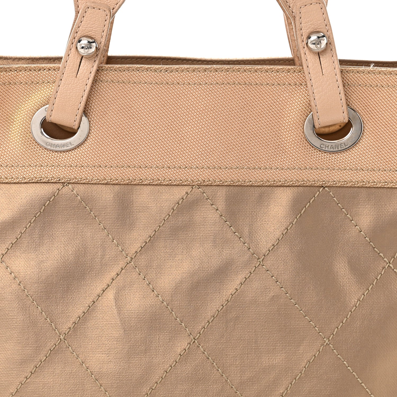 Chanel Metallic Coated Canvas Large Paris Biarritz Tote Gold 8 of 17