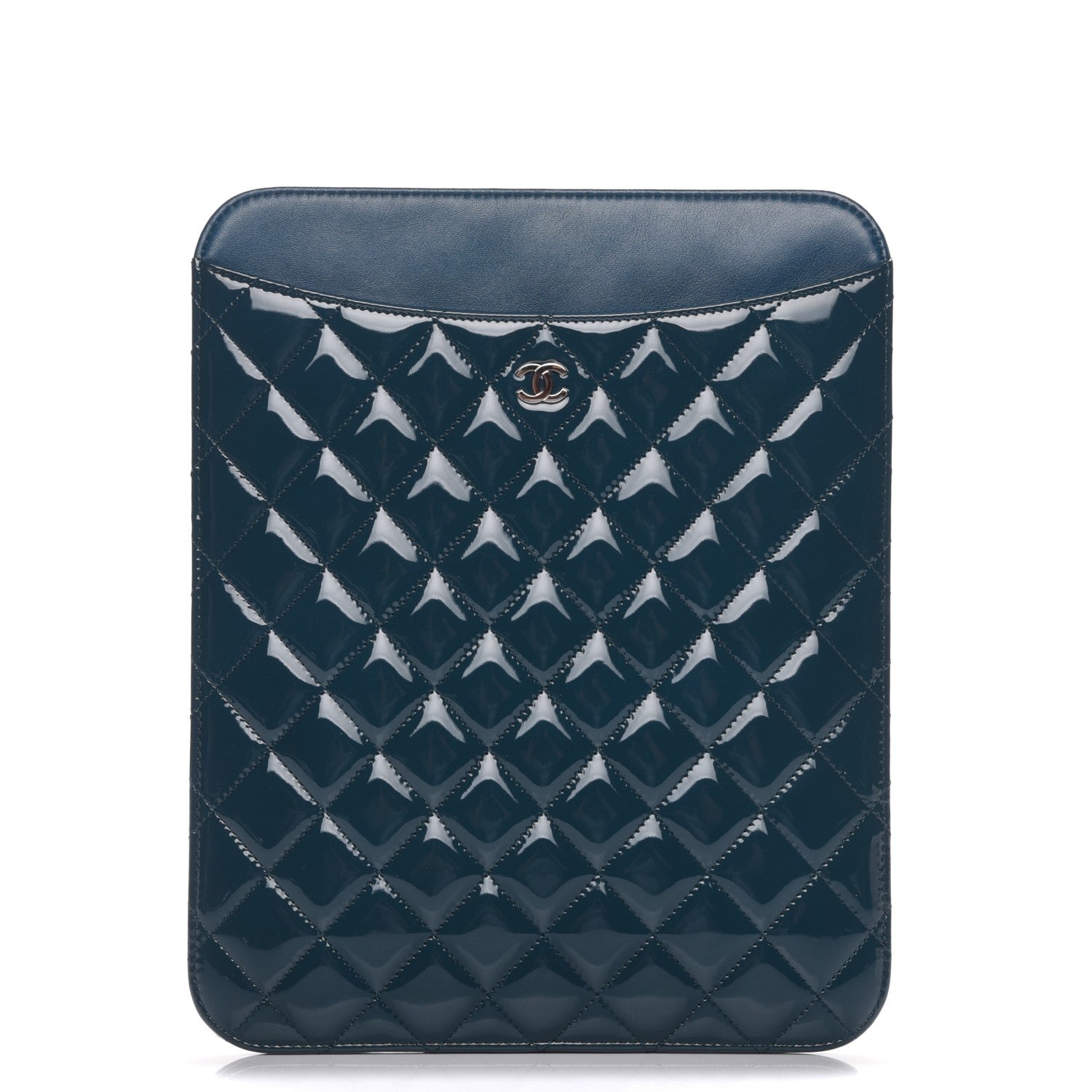 Chanel Patent Quilted iPad Case Blue 1 of 9