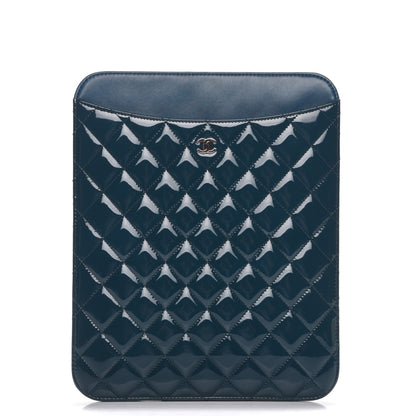 Chanel Patent Quilted iPad Case Blue 1 of 9