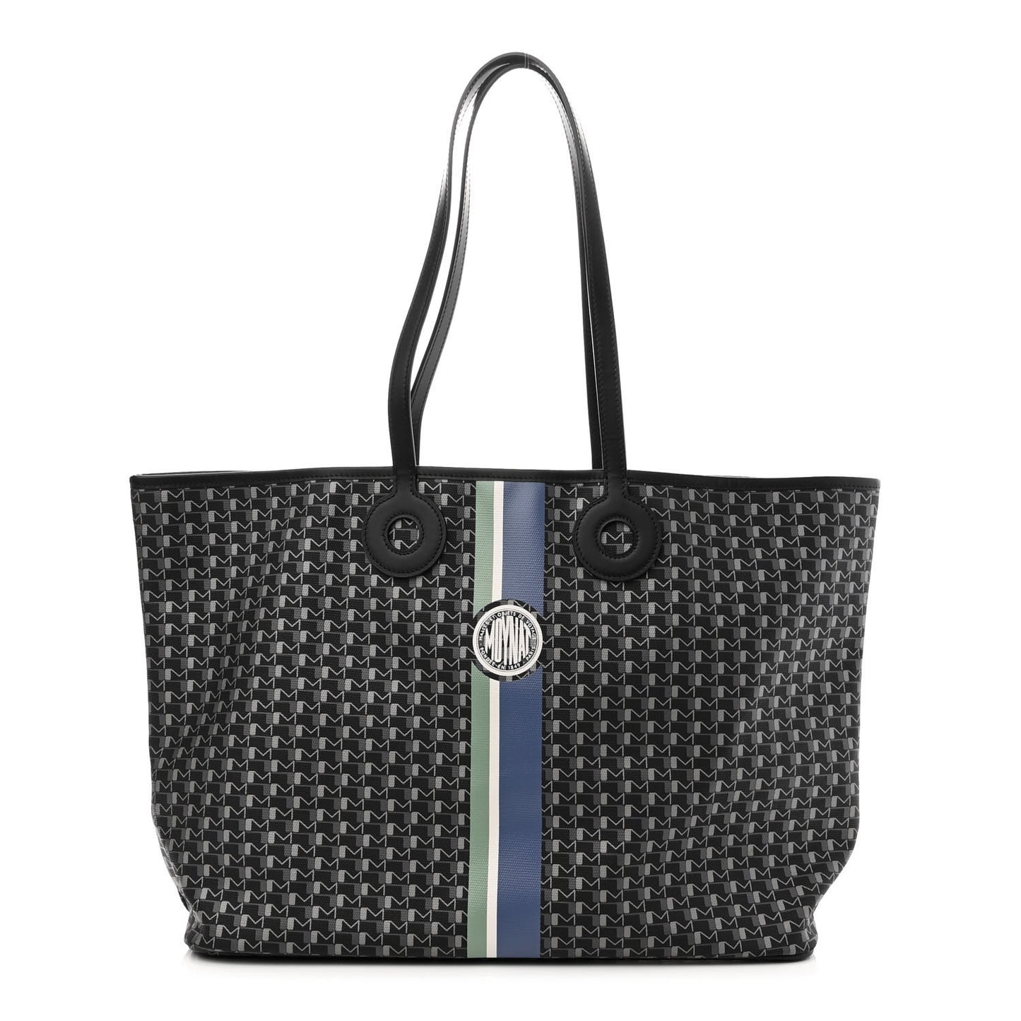 Grained Calfskin Canvas 1920 Oh! Tote Ruban GM Carbon Silver