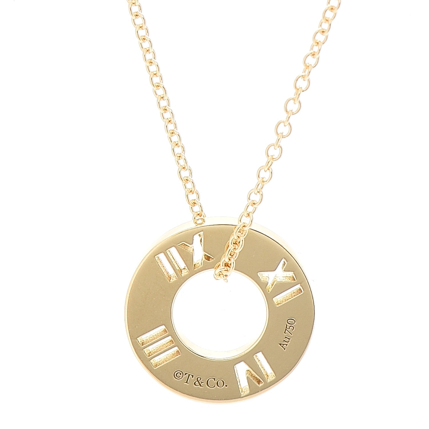 Tiffany 18K Yellow Gold Diamond Atlas Pierced Pendant Necklace 4 of 7