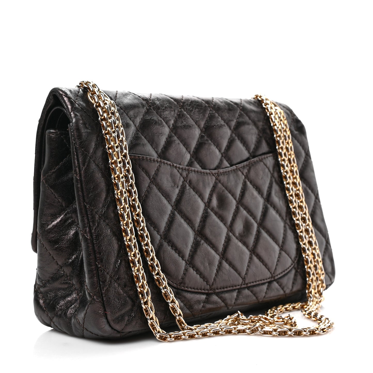 Metallic Aged Calfskin Quilted 2.55 Reissue 226 Flap Brown