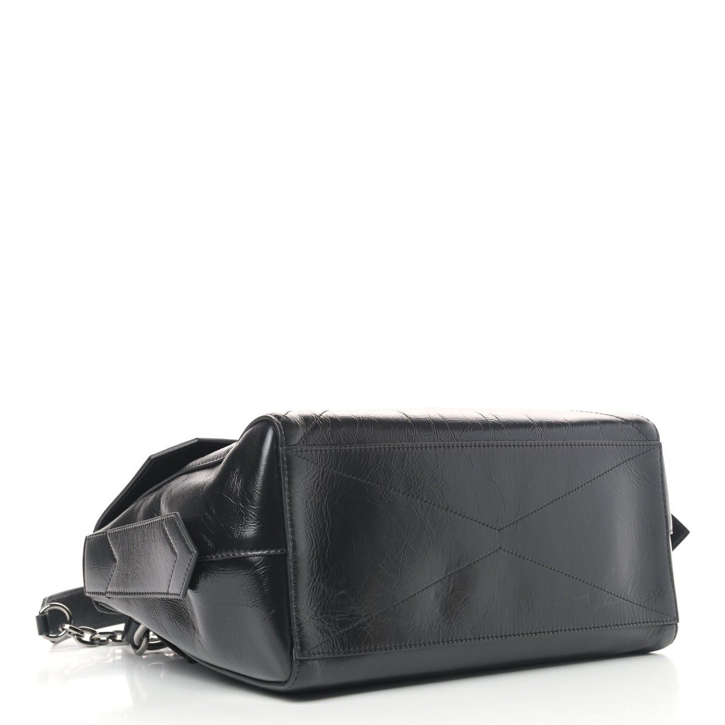 Creased Patent Calfskin Medium ID Flap Black