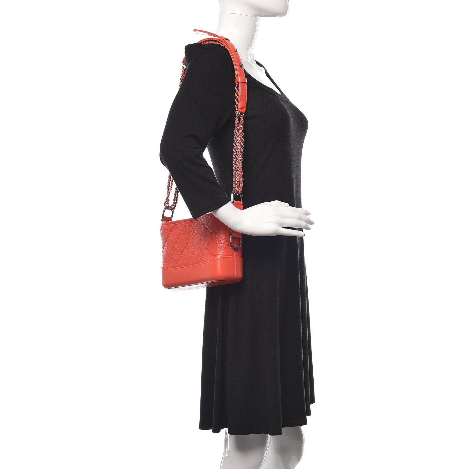 Chanel Aged Calfskin Quilted Small Gabrielle Hobo Red 2 of 10