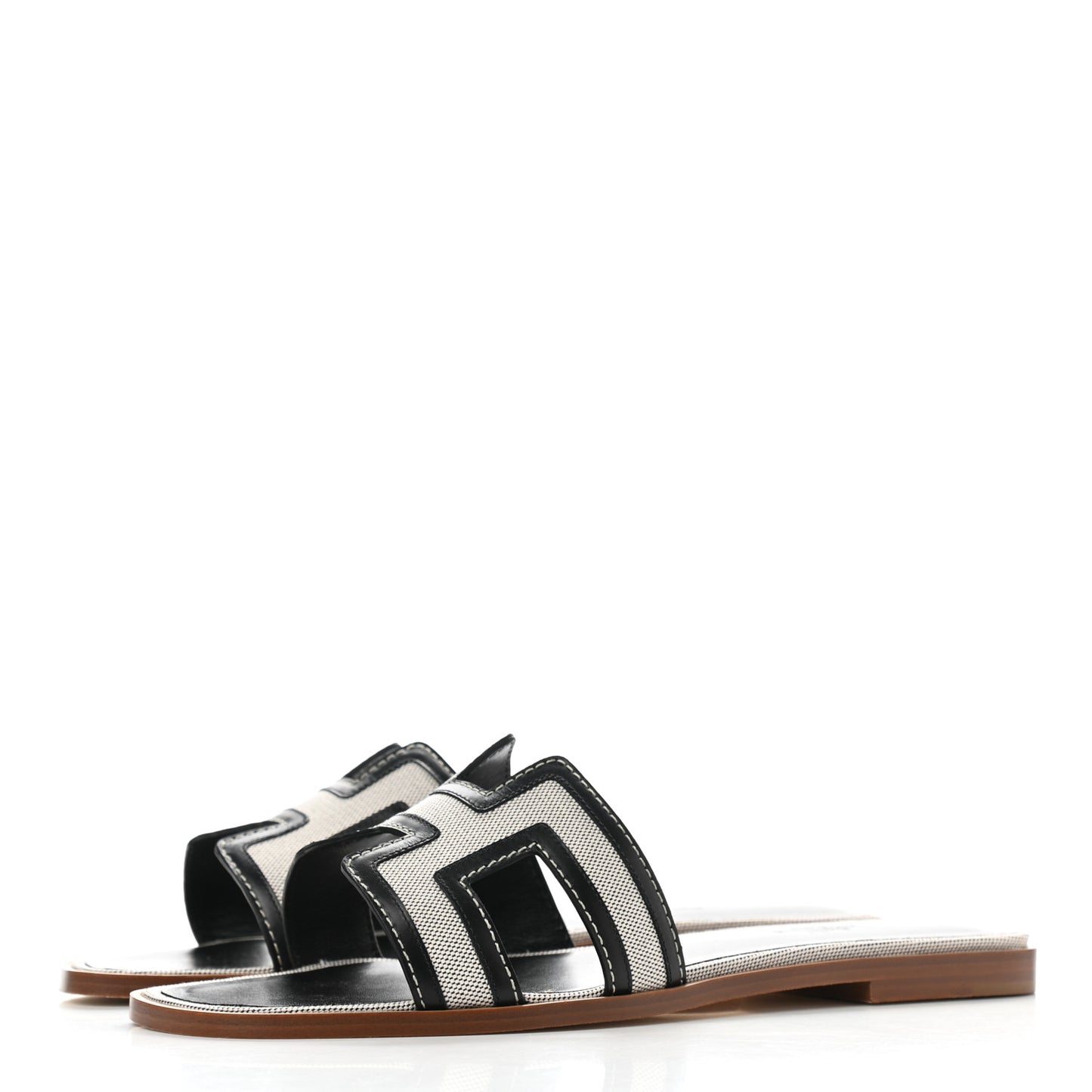Calfskin Canvas Oran Sandals 39 Black
