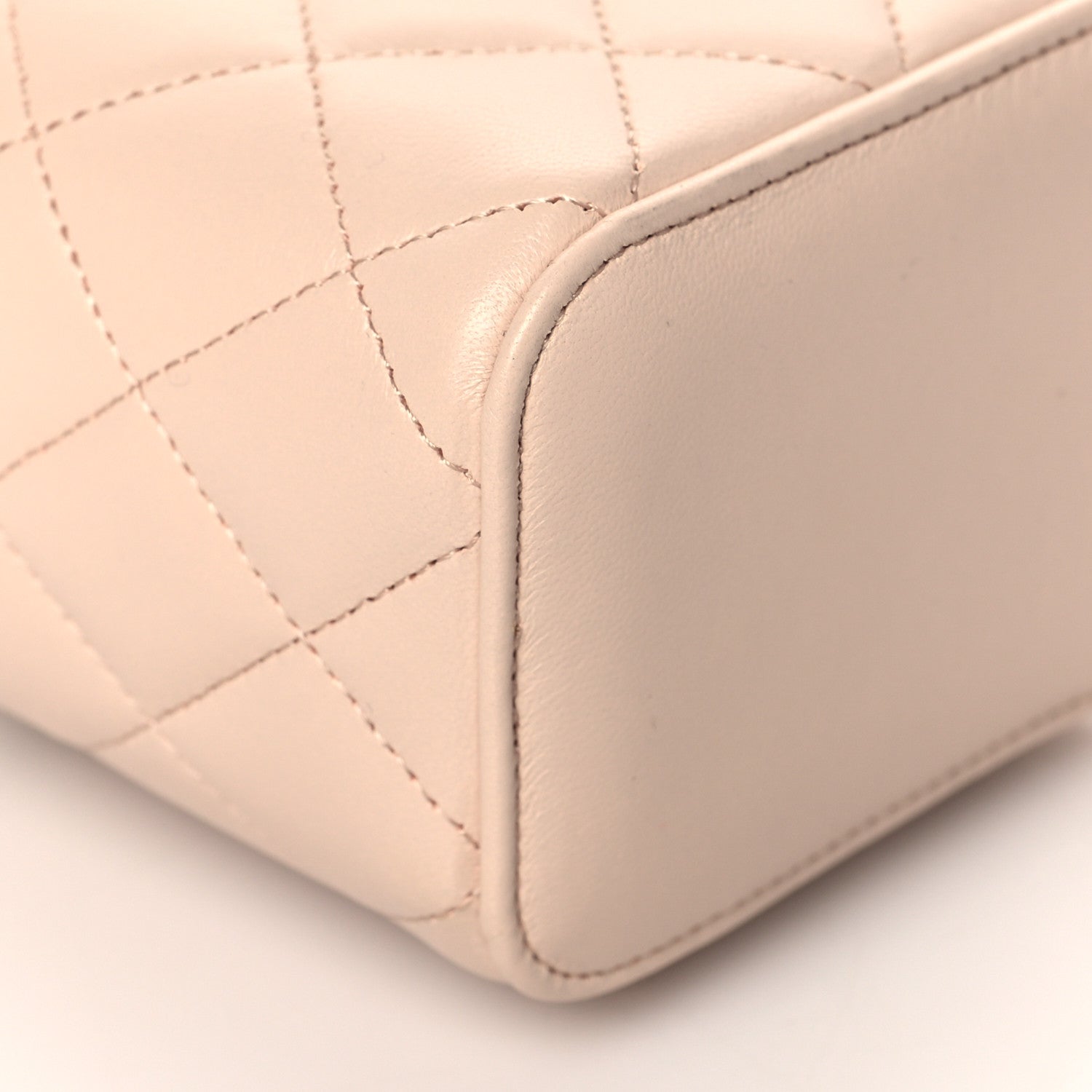 Chanel Lambskin Quilted Pearl Crush Mini Vanity Case With Chain Light Beige 9 of 11