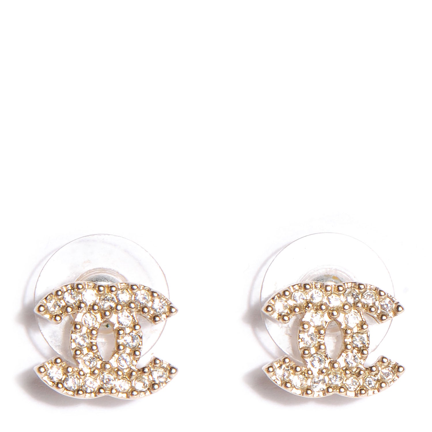 Chanel Crystal CC Earrings Gold 1 of 4