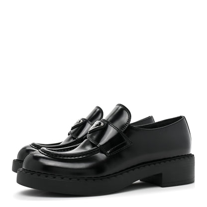 Prada Spazzolato Metal Triangle Logo 50mm Loafers 37.5 Black 3 of 8