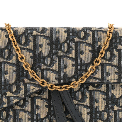 Christian Dior Oblique Saddle Chain Long Wallet Blue 9 of 14