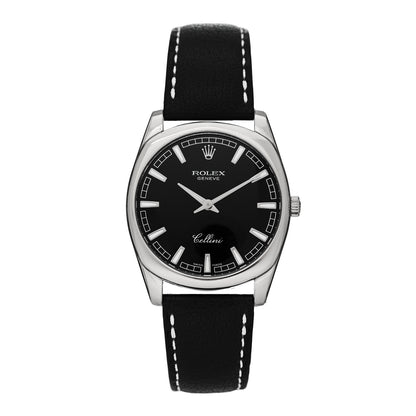 Rolex 18K White Gold Calfskin 38mm Cellini Manual Winding Watch Black 4243 1 of 5
