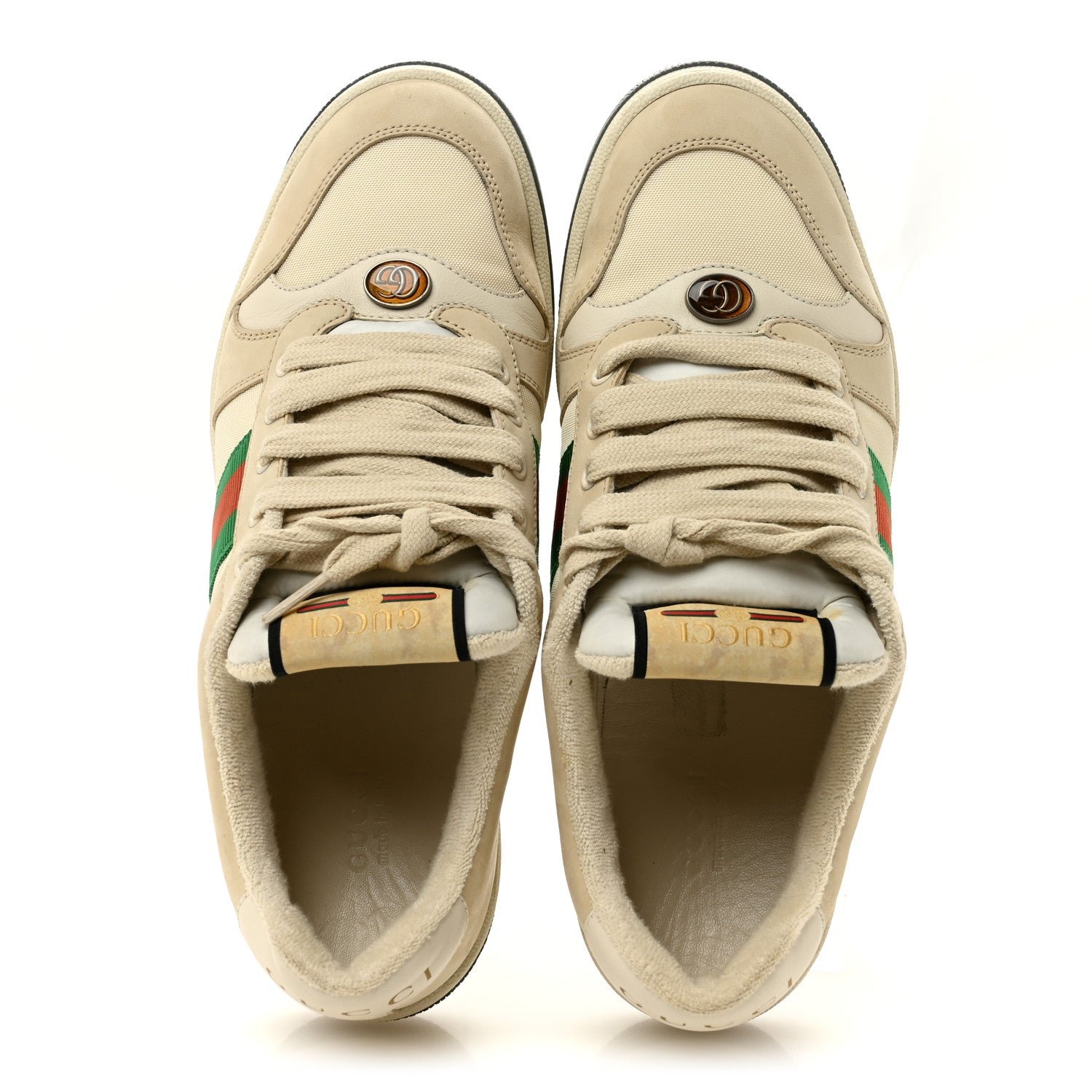 Gucci Nylon Nubuck Web Womens Screener Sneakers 37.5 Mystic White Dusty 40 Milk 2 of 12