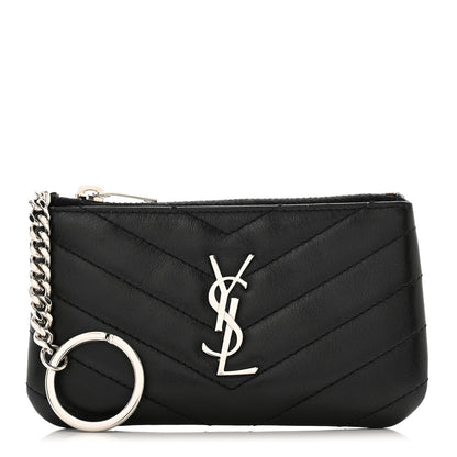 Saint Laurent Calfskin Matelasse Monogram Key Pouch Black 1 of 7