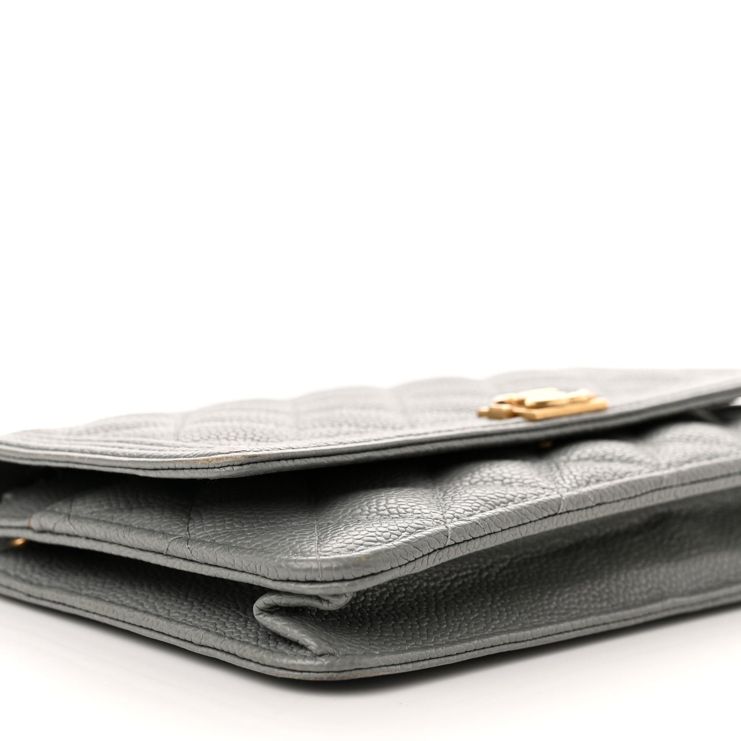 Caviar Quilted Boy Wallet On Chain WOC Grey