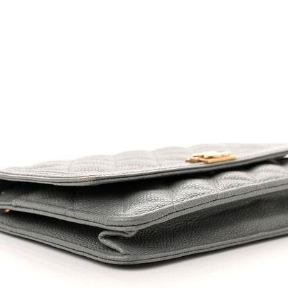 Chanel Caviar Quilted Boy Wallet On Chain WOC Grey 10 of 12