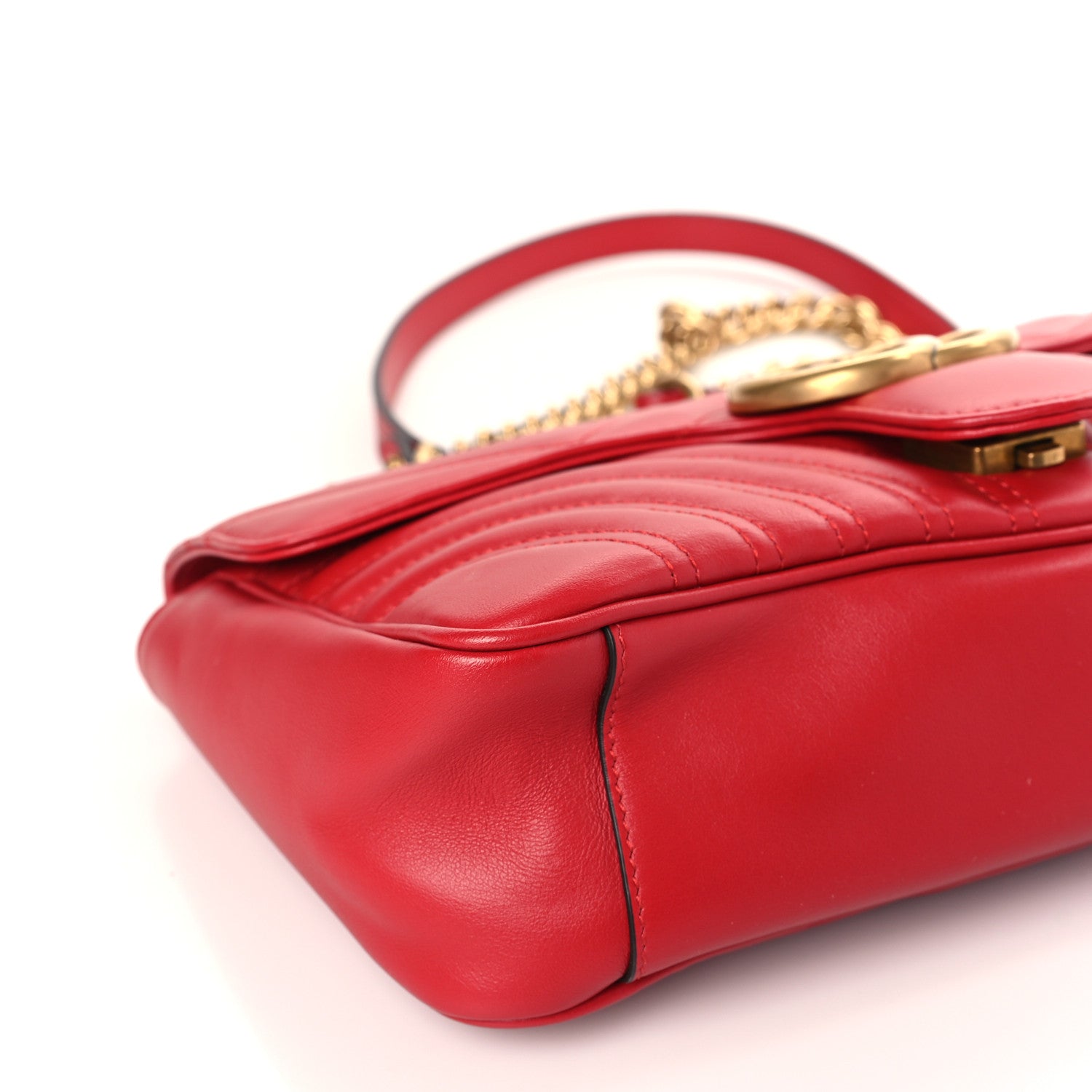 Gucci Calfskin Matelasse Small GG Marmont Shoulder Bag Hibiscus Red 8 of 9
