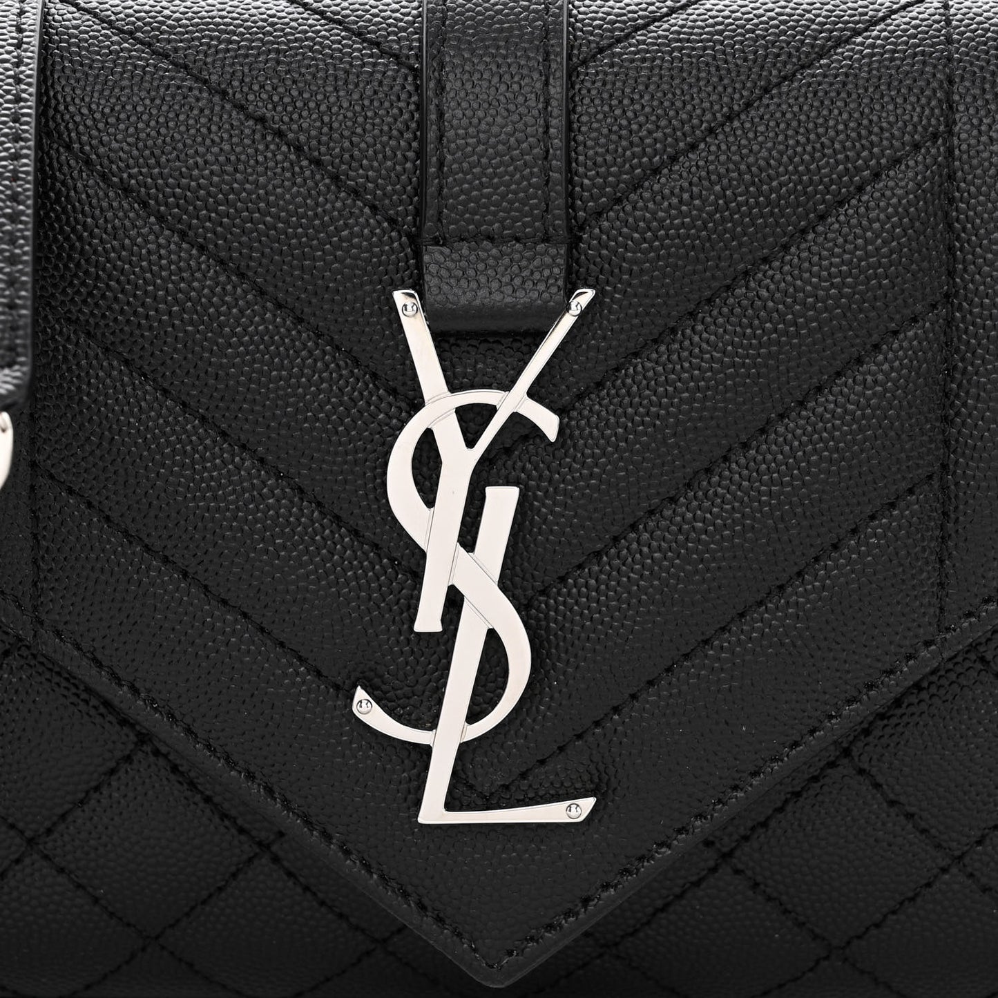 Grain De Poudre Textured Mixed Matelasse Triquilt Small Monogram Satchel Black