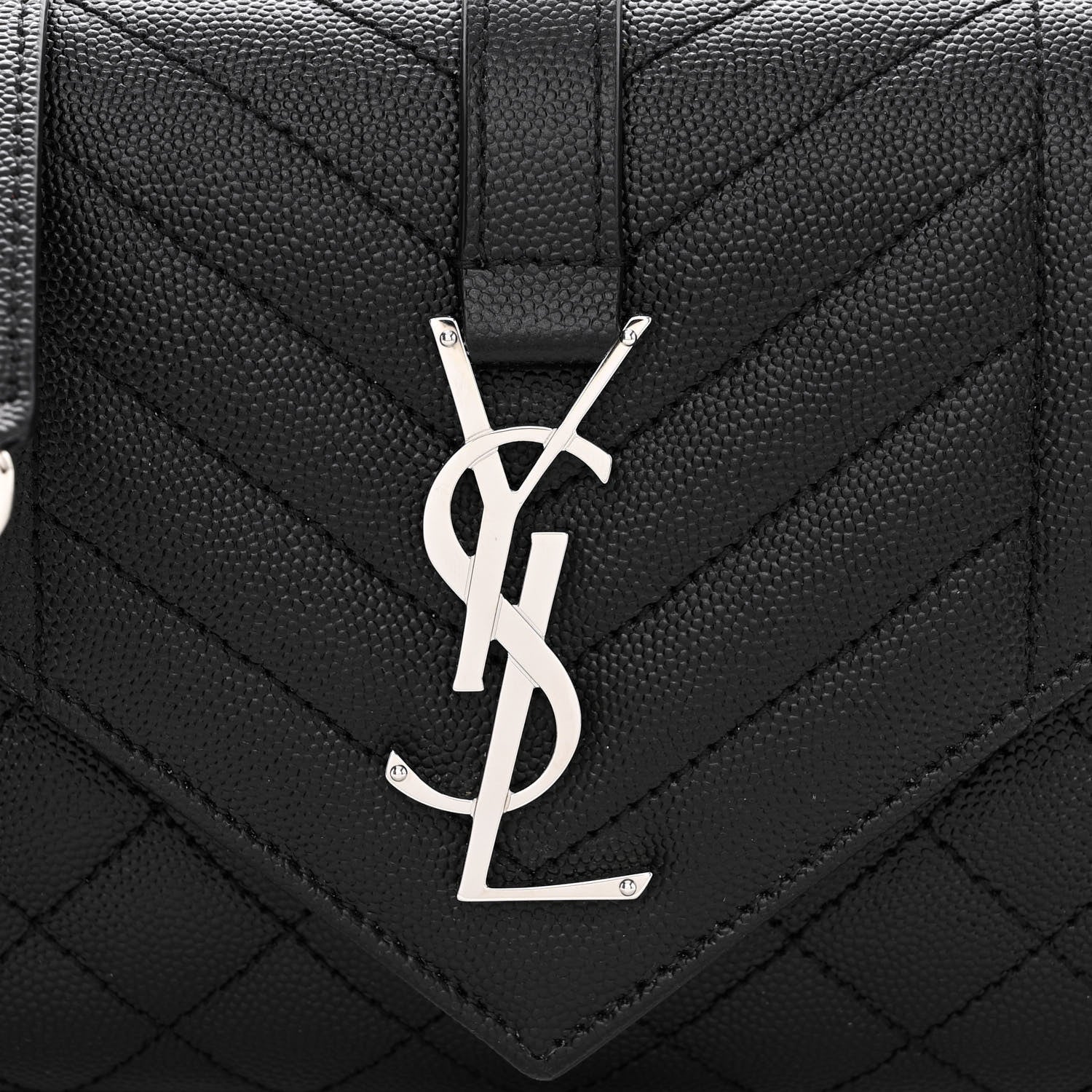 Saint Laurent Grain De Poudre Textured Mixed Matelasse Triquilt Small Monogram Satchel Black 8 of 10