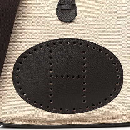 Hermes Toile Taurillon Clemence Evelyne II GM Ecru Ebene 7 of 10