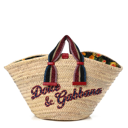 Dolce & Gabbana Woven Raffia Kendra Logo Tote Multicolor 1 of 9