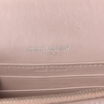 Saint Laurent Calfskin Crocodile Embossed Monogram Sunset Chain Wallet Soft Nude 6 of 12