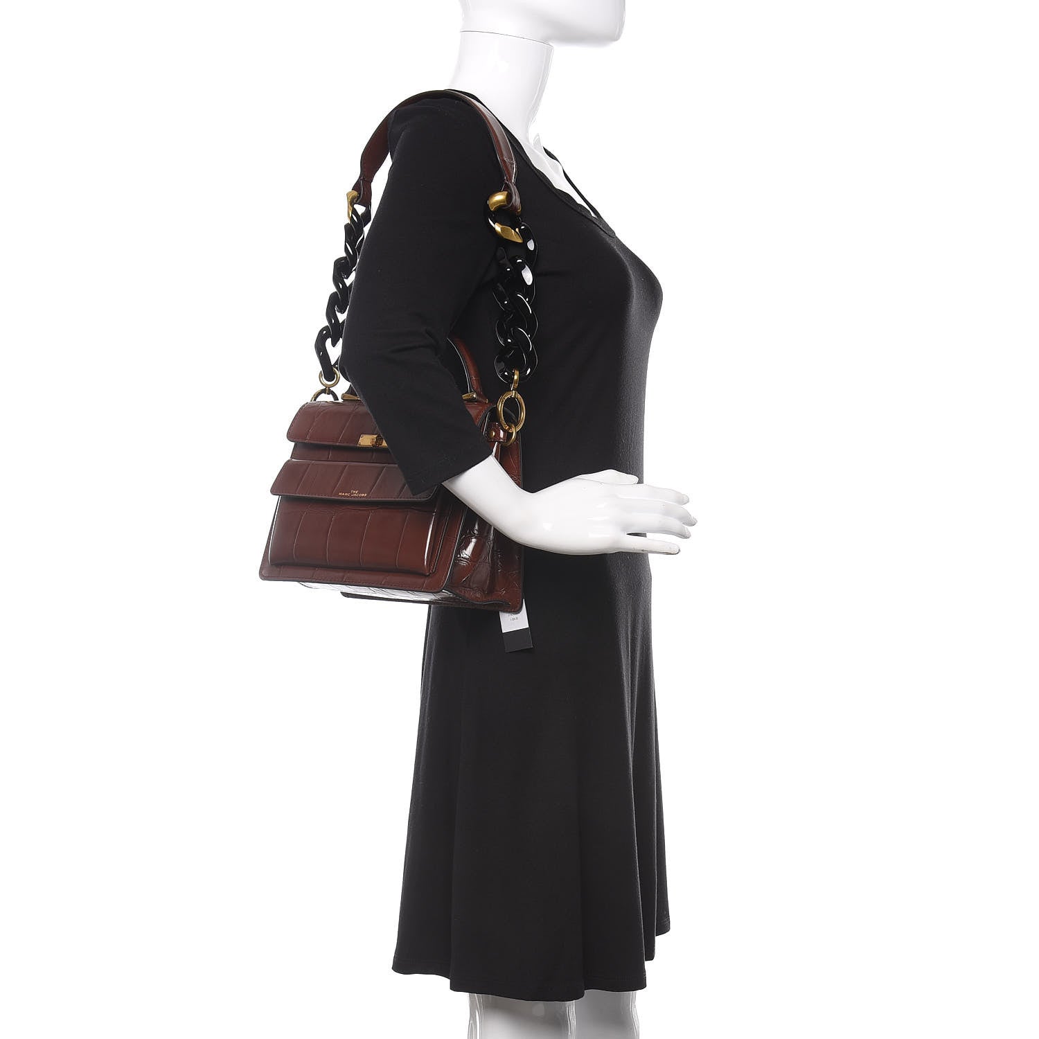 Marc Jacobs Calfskin Crocodile Embossed Uptown Shoulder Bag Brown 2 of 9
