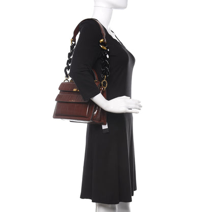 Marc Jacobs Calfskin Crocodile Embossed Uptown Shoulder Bag Brown 2 of 9